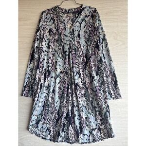 Sew In Love blue casual dress with a floral pattern Sz L